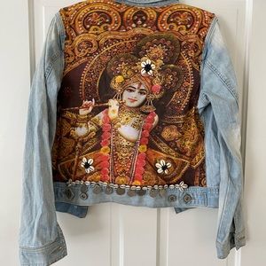 Custom Denim Jacket featuring Krishna